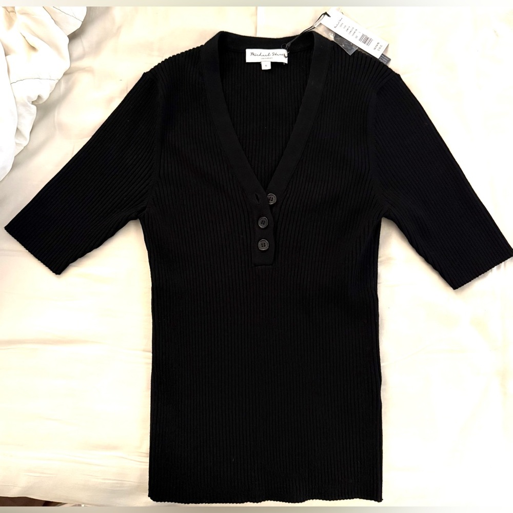 NEW WITH TAGS!! Michael Stars Jeanny Ribbed Henley Top